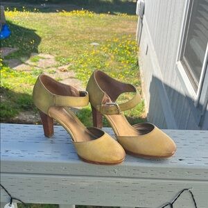 Kelly & Katie Mustard Ankle Strap Heels